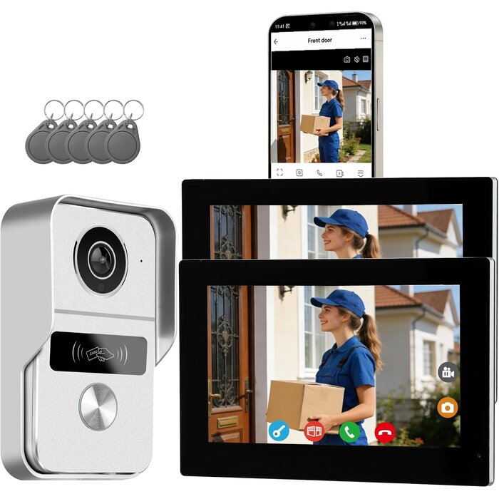 Video-Türsprechanlage 1080p, 2x 7 Zoll Touch, App-Steuerung - 35% Rabatt