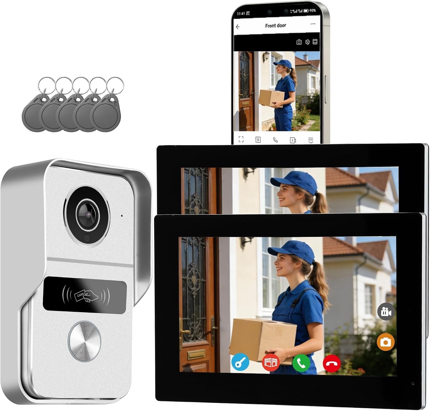 Video-Türsprechanlage 1080p, 2x 7 Zoll Touch, App-Steuerung - 35% Rabatt