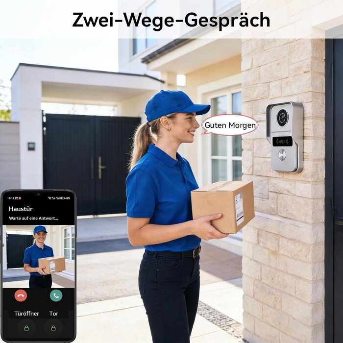 Video-Türsprechanlage 1080p, 2x 7 Zoll Touch, App-Steuerung - 35% Rabatt