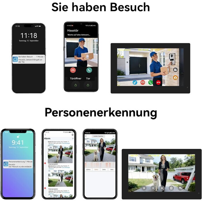 Video-Türsprechanlage 1080p, 2x 7 Zoll Touch, App-Steuerung - 35% Rabatt