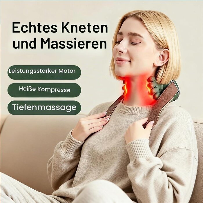 4D Nacken- & Schultermassagegerät Shiatsu - 33% Rabatt - Kabellos & Beheizbar