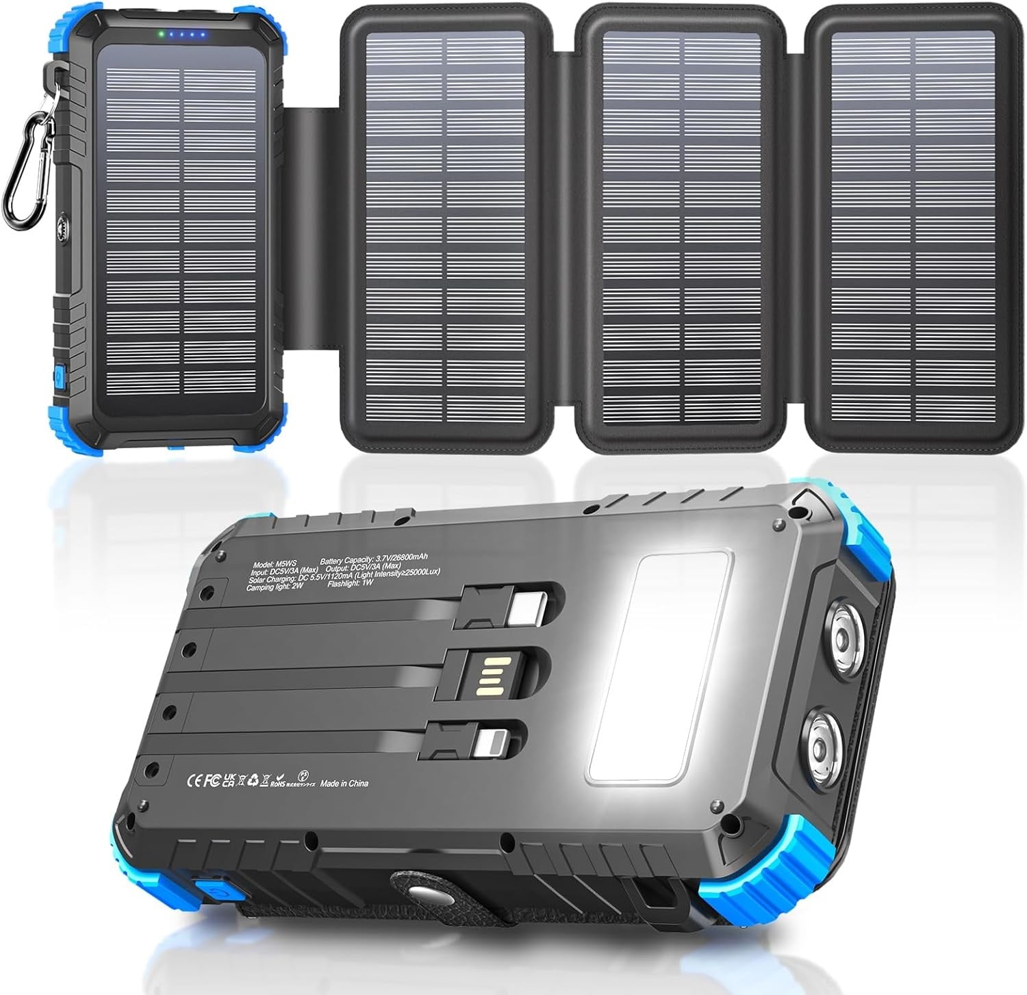 Solar-Powerbank 26800mAh mit 4 Solarpaneelen - 28% Rabatt