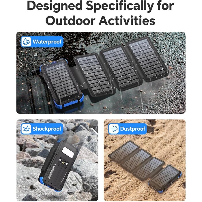 Solar-Powerbank 26800mAh mit 4 Solarpaneelen - 28% Rabatt