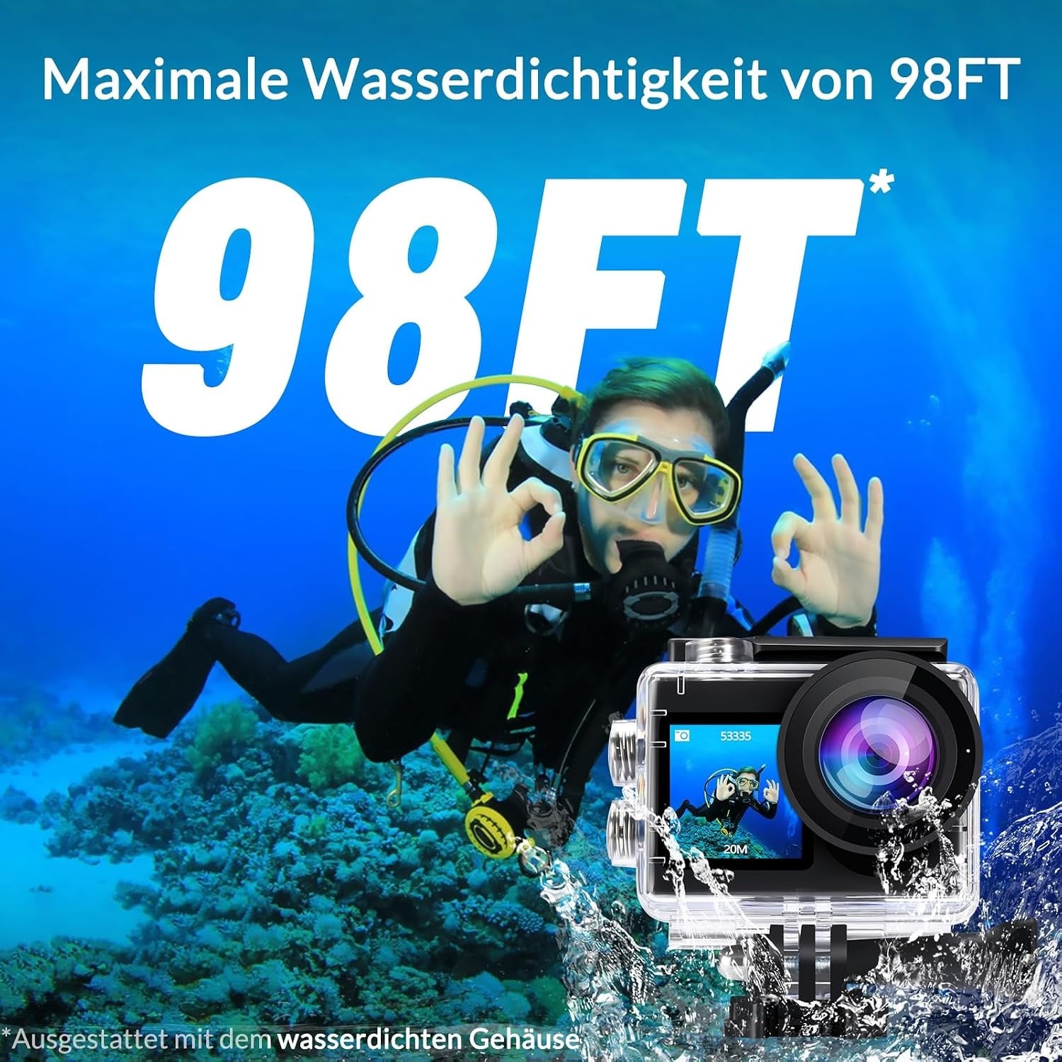 4K Action-Kamera 60fps Wasserdicht Jet Black - 28% Rabatt
