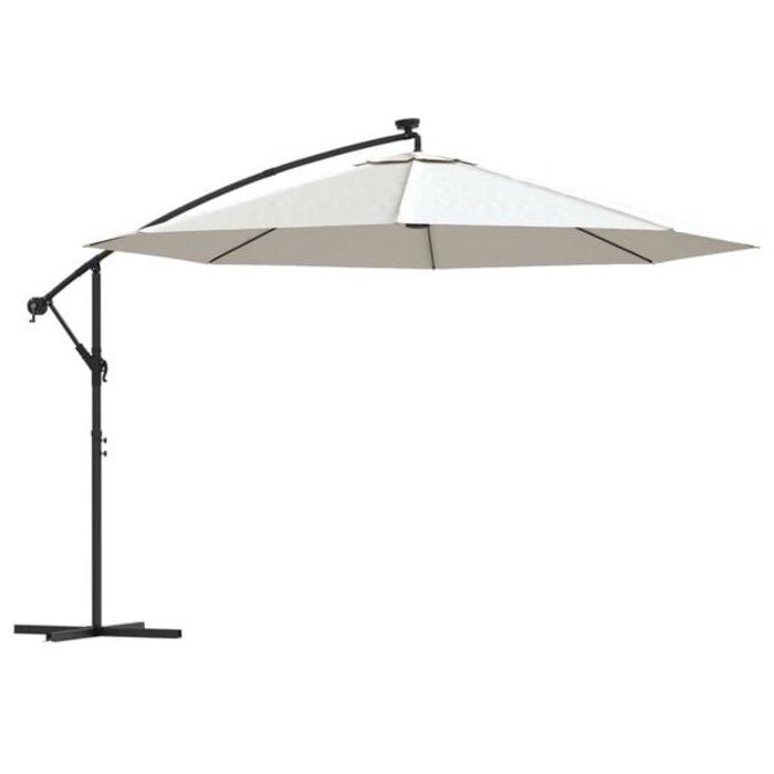 Vidaxl Ampelschirm 350 cm Sand mit LED & Kurbel - 35% Rabatt