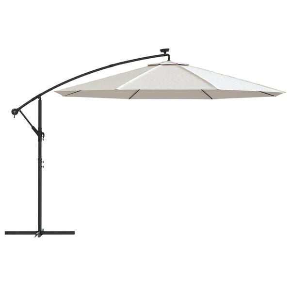 Vidaxl Ampelschirm 350 cm Sand mit LED & Kurbel - 35% Rabatt