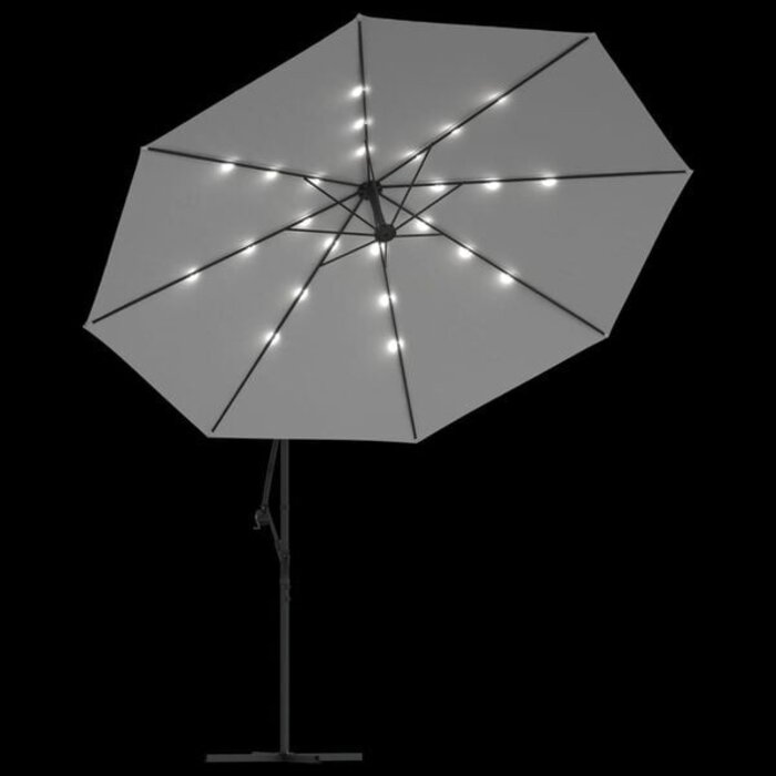 Vidaxl Ampelschirm 350 cm Sand mit LED & Kurbel - 35% Rabatt
