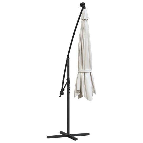 Vidaxl Ampelschirm 350 cm Sand mit LED & Kurbel - 35% Rabatt