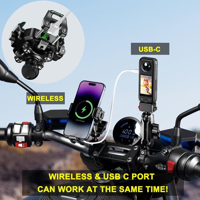 Motorrad-Handyhalterung mit 15W Wireless Charging & 36W USB-C - 28% Rabatt