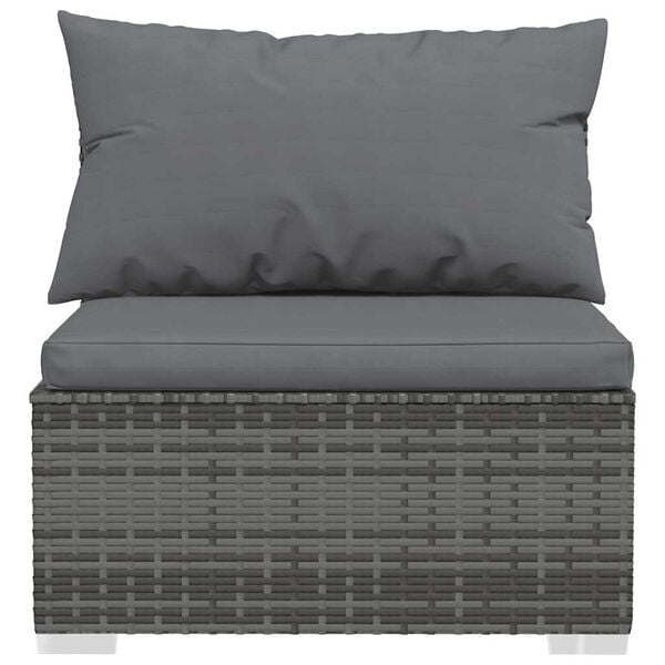 Vidaxl Garten-Mittelsofa aus Polyrattan Grau - 34% Rabatt