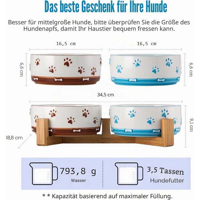 Hundenapf Set mit Holzständer - 2-teilig für Hunde - 26% Rabatt
