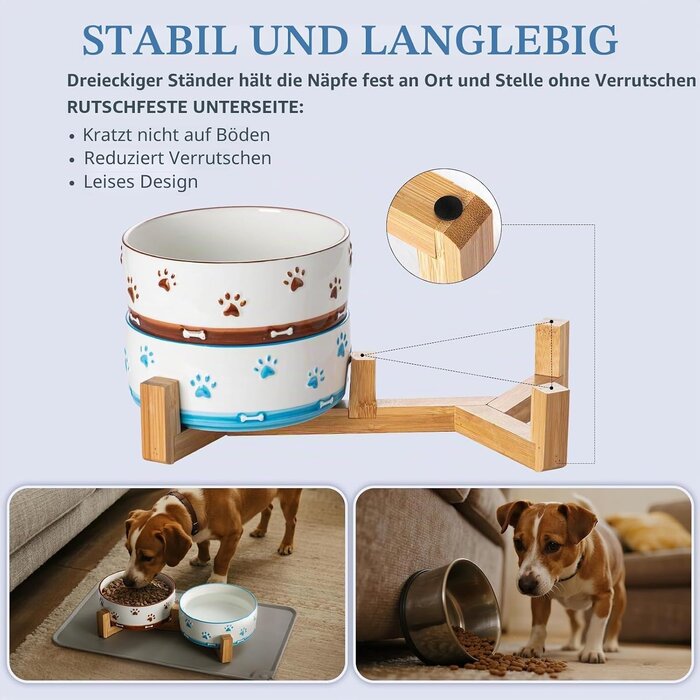 Hundenapf Set mit Holzständer - 2-teilig für Hunde - 26% Rabatt