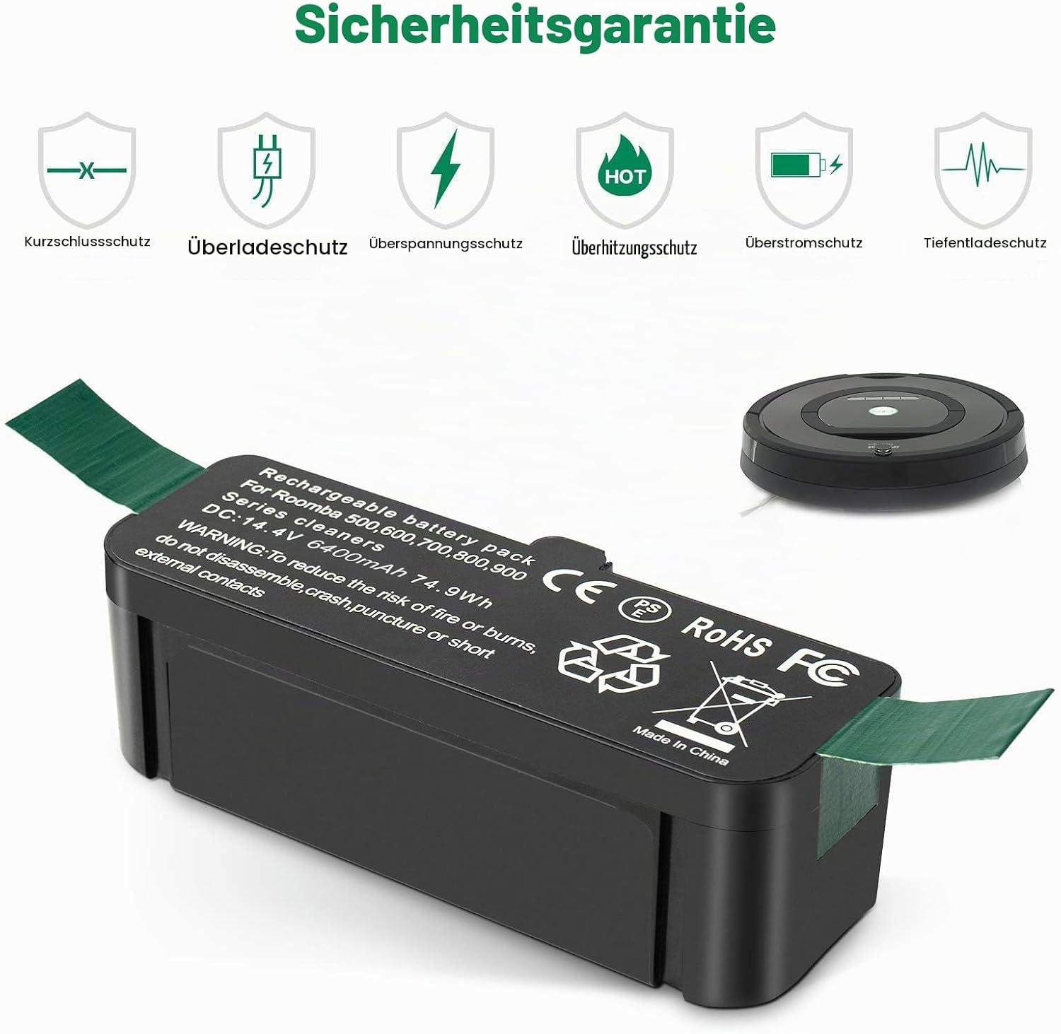 Ersatzakku für Saugroboter 14,4V 6400mAh - 32% Rabatt
