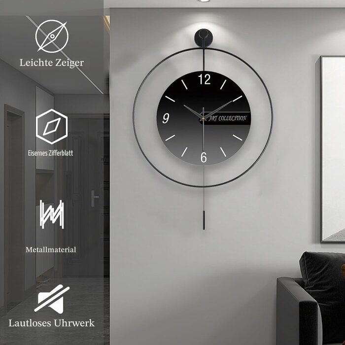 Wanduhr 50x70 cm Schwarz - 33% Rabatt auf unser Ausstellungsstück