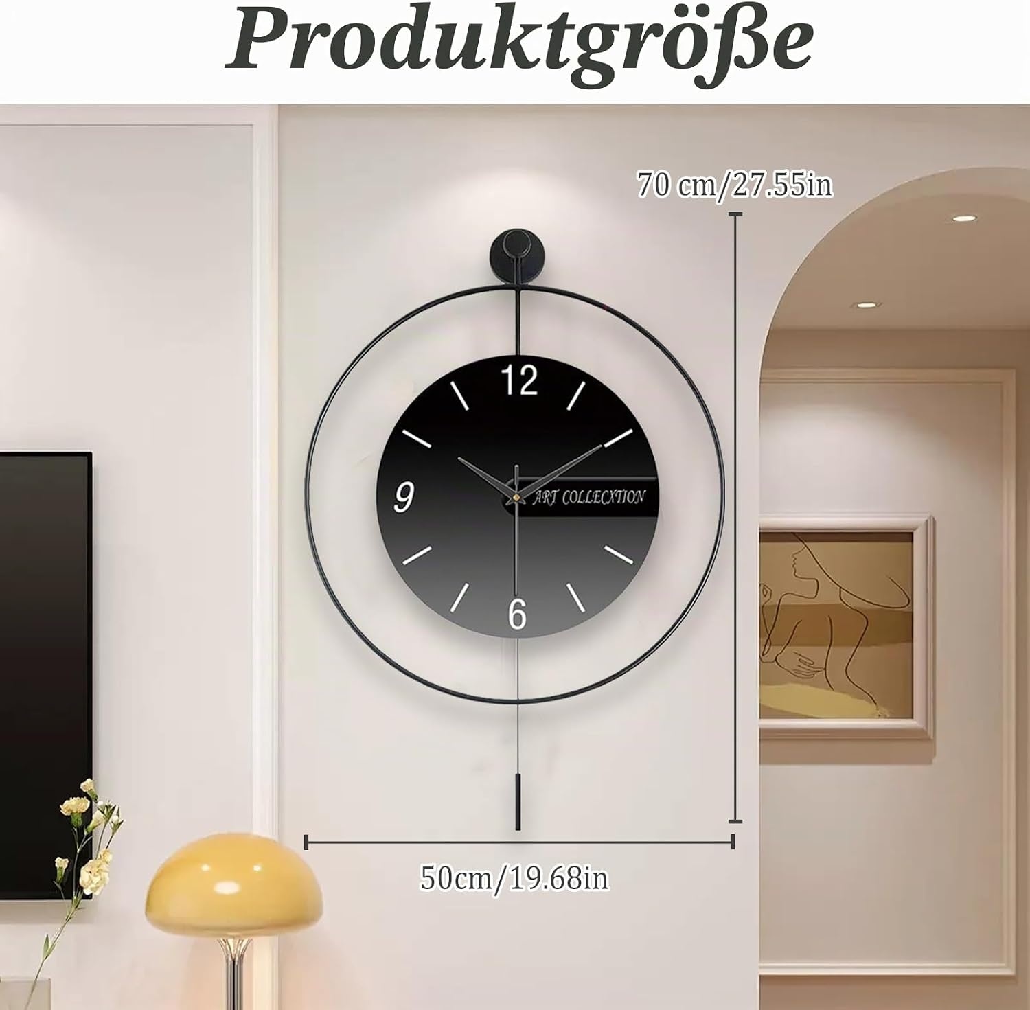 Wanduhr 50x70 cm Schwarz - 33% Rabatt auf unser Ausstellungsstück