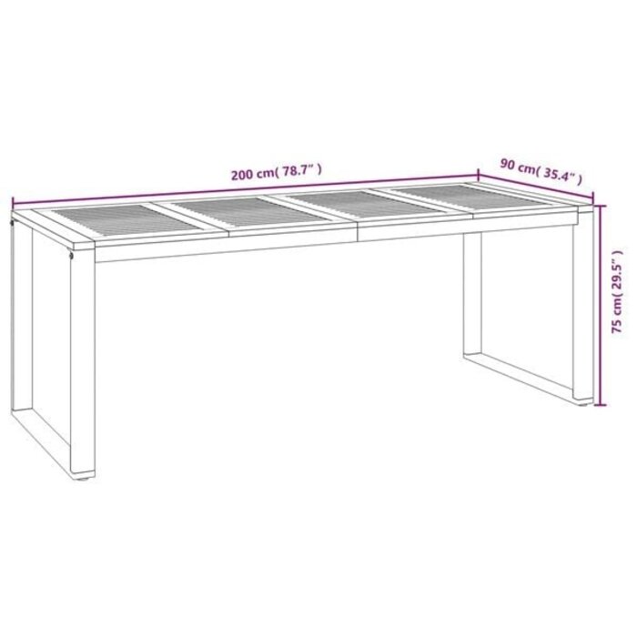 Gartentisch Akazie U-Beine 200x90cm - 35% Rabatt