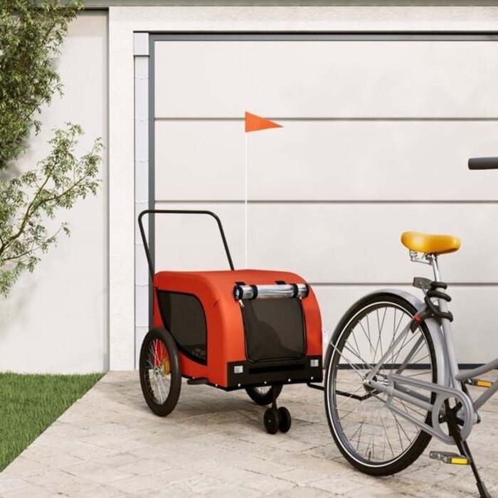 Hundefahrradanhänger orange/schwarz - 34% Rabatt