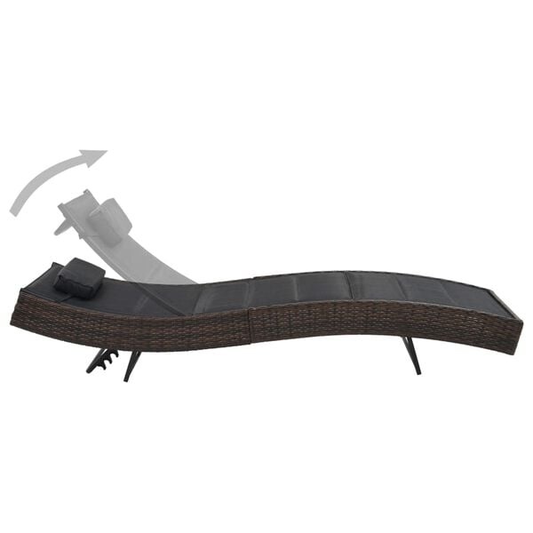Sonnenliege Polyrattan/Textilene Braun - 213x70 cm - 35% Rabatt