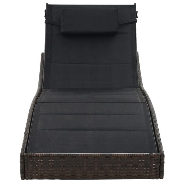 Sonnenliege Polyrattan/Textilene Braun - 213x70 cm - 35% Rabatt
