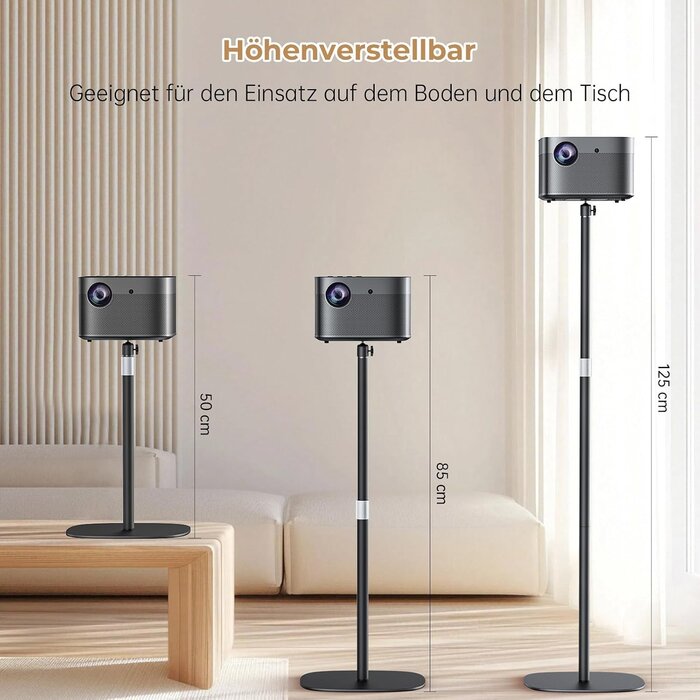 Projektorstativ aus Karbonstahl, 360° drehbar, 50-125 cm - 34% Rabatt
