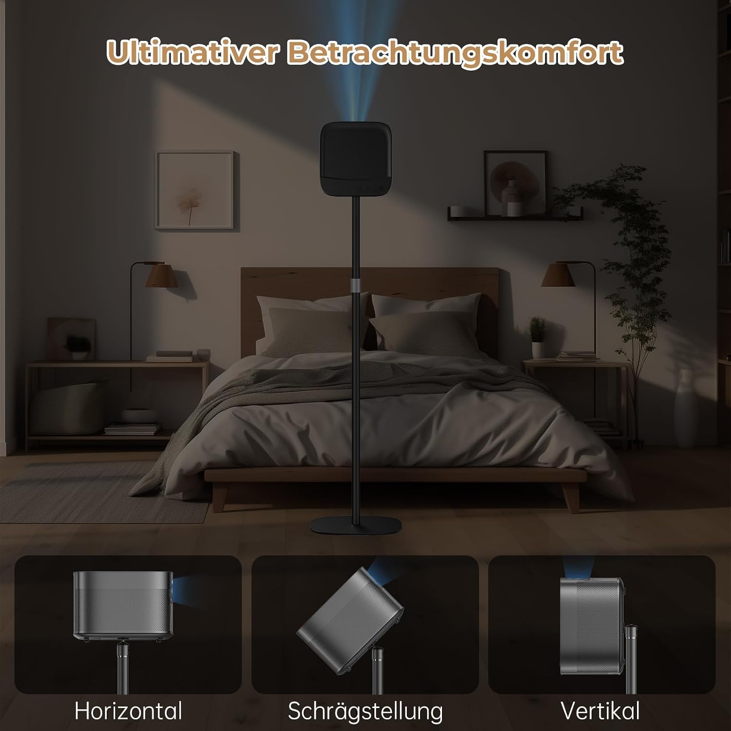 Projektorstativ aus Karbonstahl, 360° drehbar, 50-125 cm - 34% Rabatt