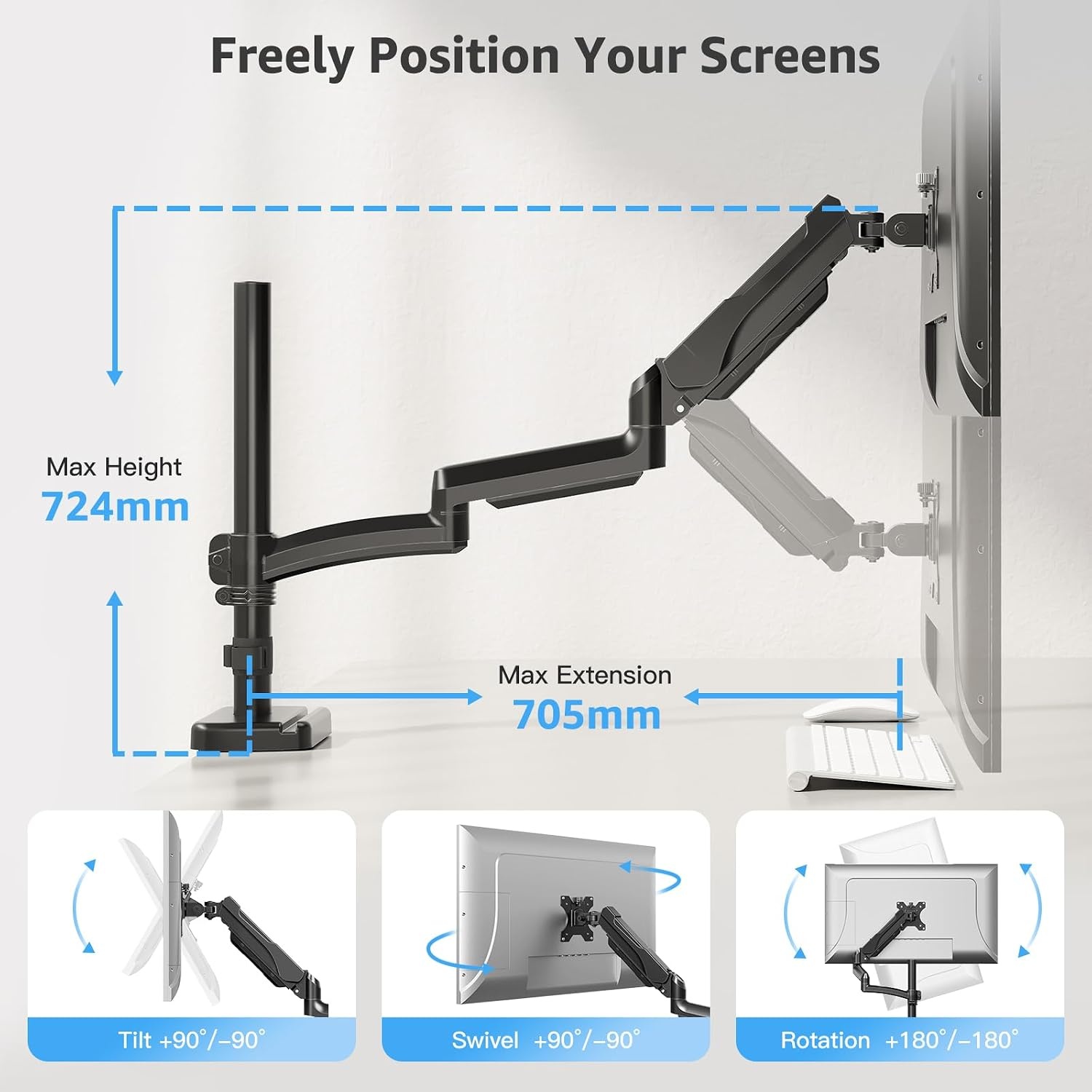 Ergonomischer Monitorarm, höhenverstellbar - 35% Rabatt