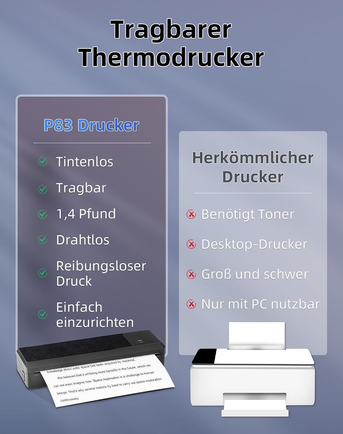 Mobiler A4 Thermodrucker P83 - 34% Rabatt auf diesen tragbaren Drucker