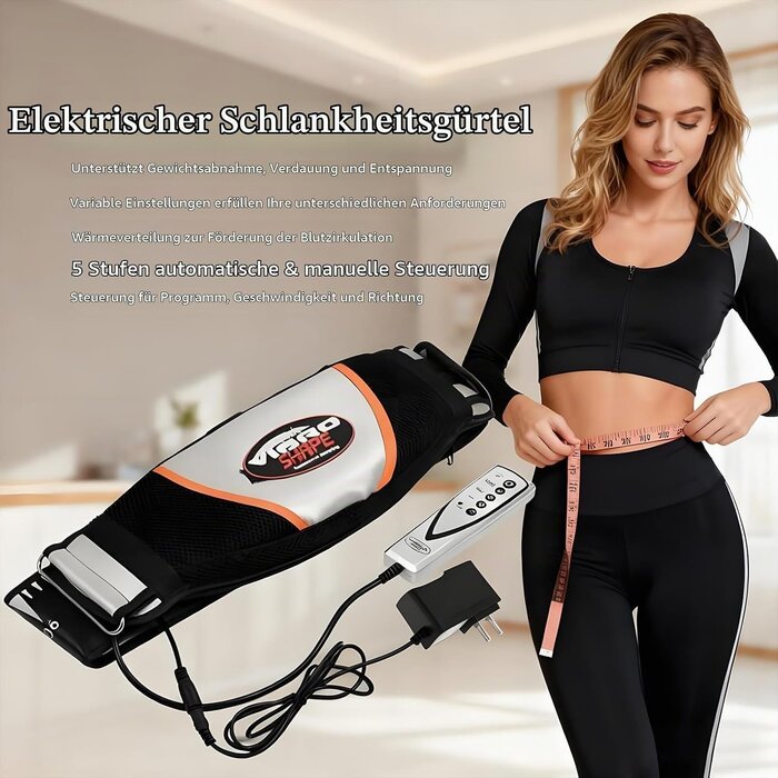 Vibrations-Massagegürtel mit Wärmefunktion, 140 cm, Schwarz - 33% Rabatt