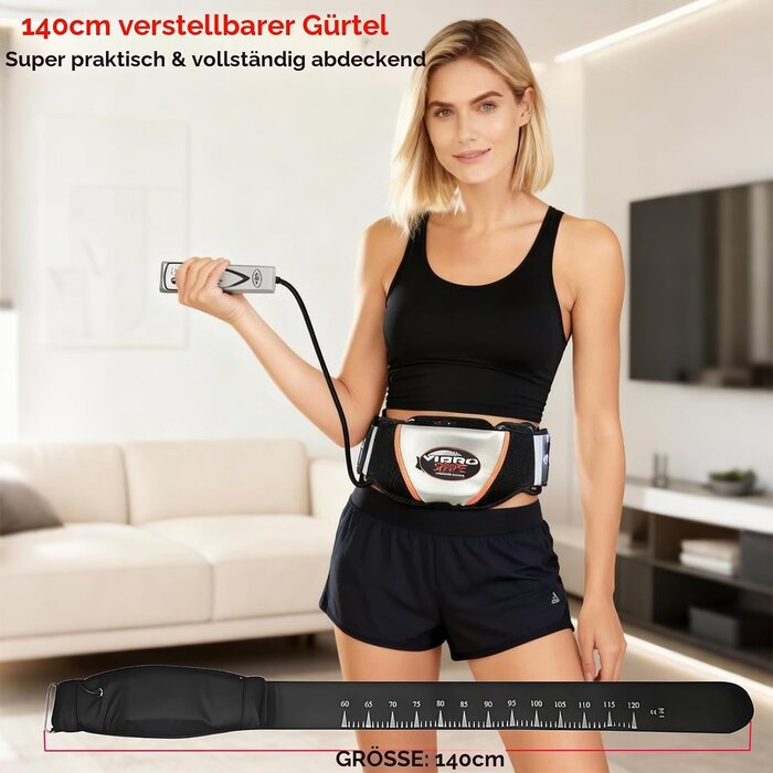 Vibrations-Massagegürtel mit Wärmefunktion, 140 cm, Schwarz - 33% Rabatt