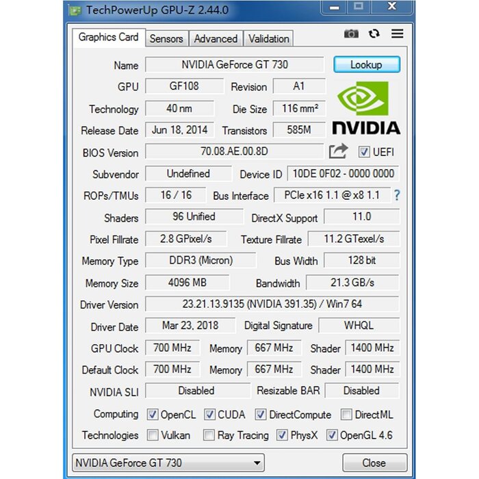 GeForce GT 730 Grafikkarte 4GB DDR3 Low Profile - 34% Rabatt