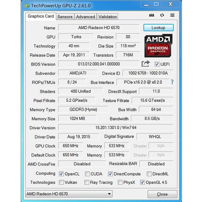 Grafikkarte Radeon HD 6570 1GB Dual HDMI Low Profile - 34% Rabatt