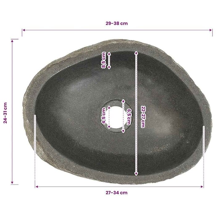 Ovale Flussstein-Waschschale, handgefertigt, 34% Rabatt