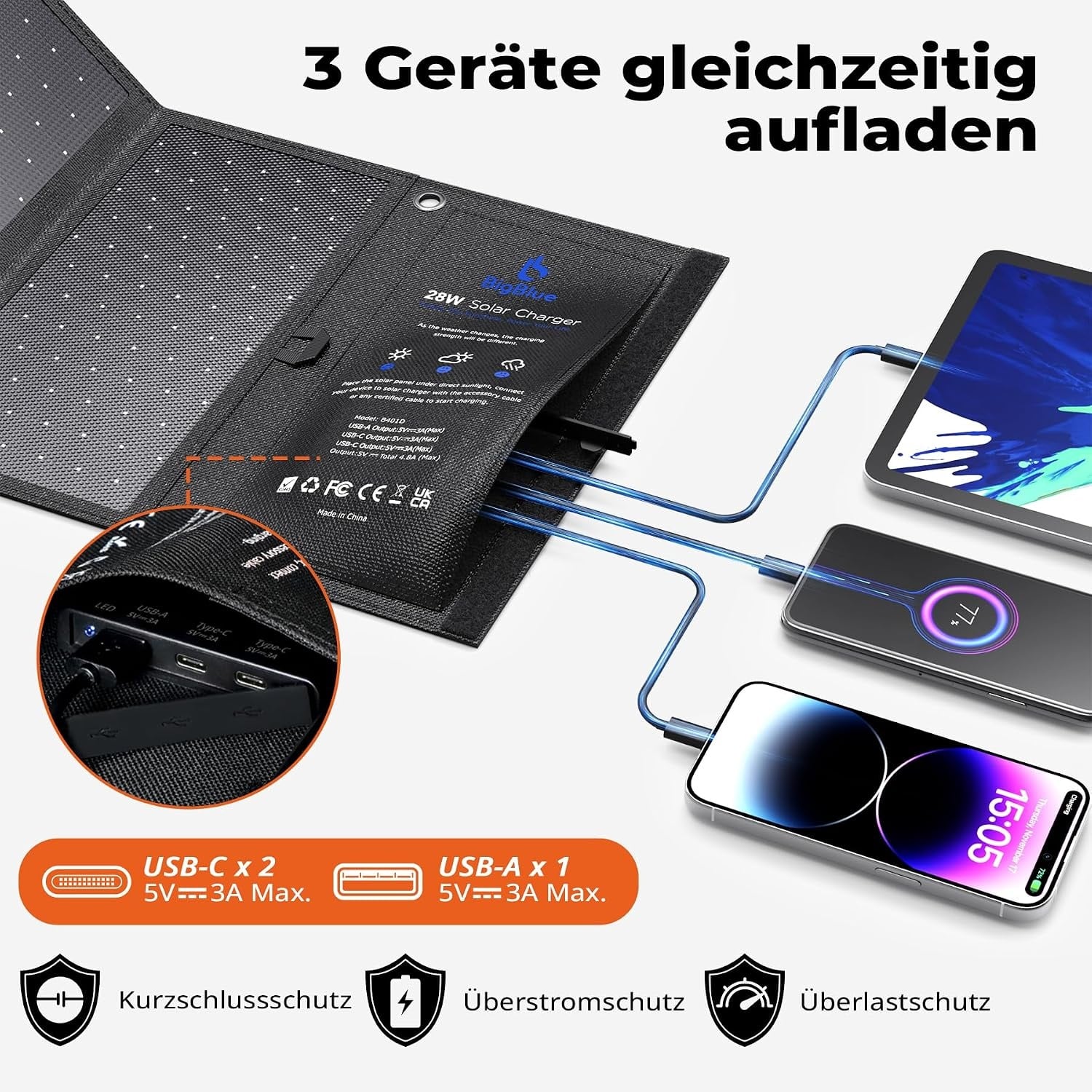 Tragbares 28W Solarladegerät - Faltbar & Effizient - 34% Rabatt