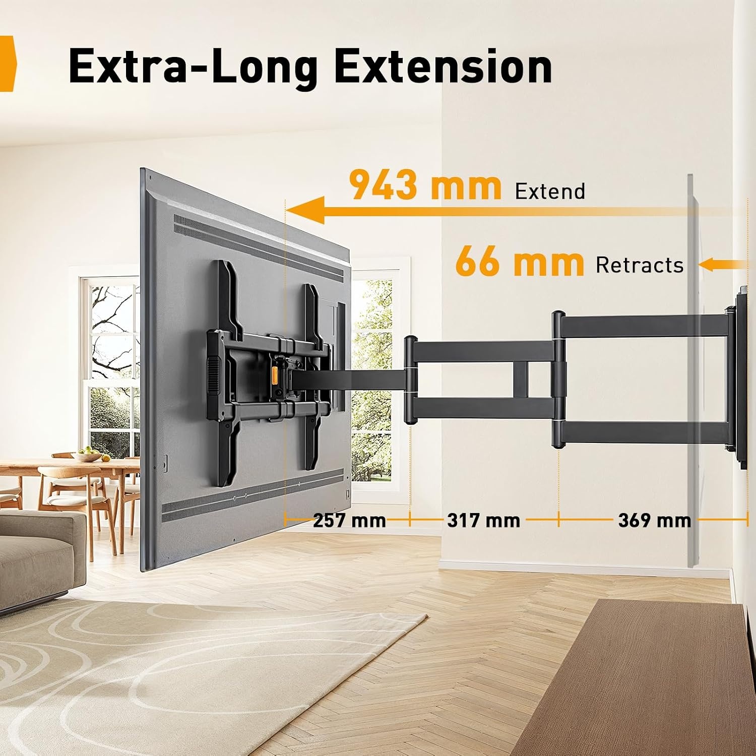 Extra lange TV-Wandhalterung 42-84 Zoll, 943 mm Auszug, 34% Rabatt