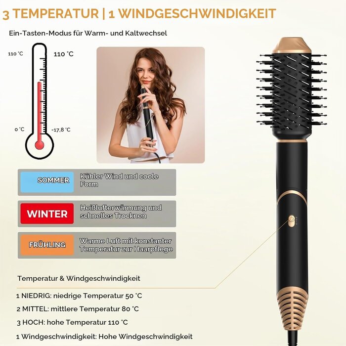 5-in-1 Heißluftbürste Airstyler 1000W - Schwarz/Gold - 33% Rabatt