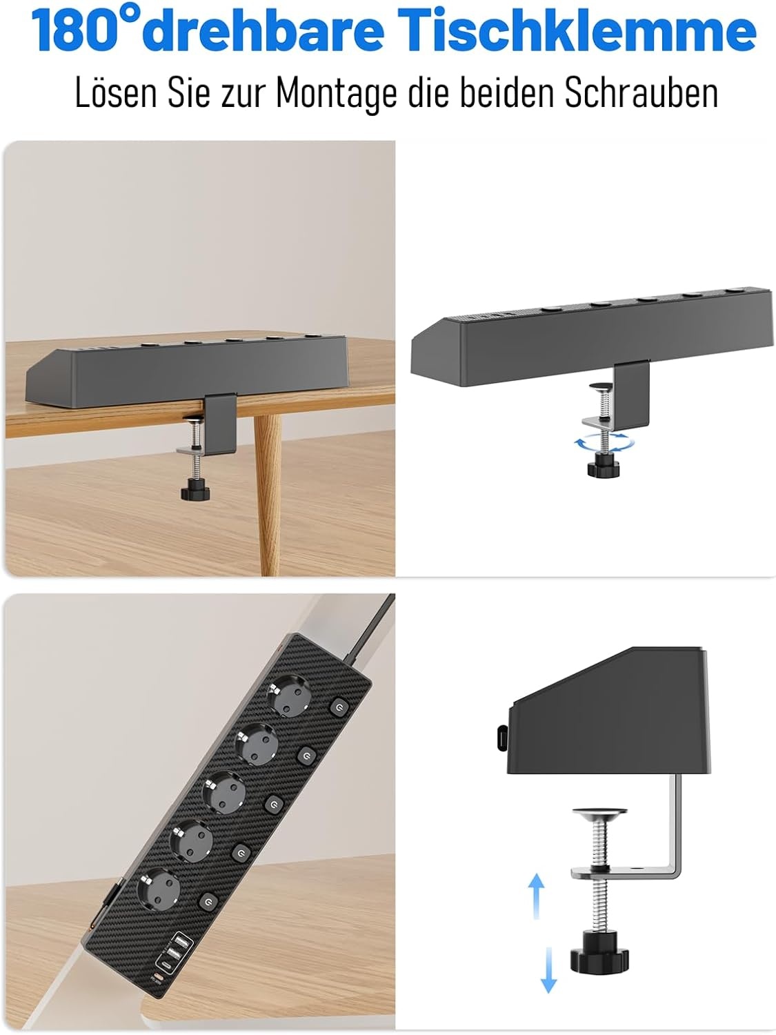 Tisch-Steckdosenleiste 5-fach USB-C PD 30W, 3m Kabel - 32% Rabatt