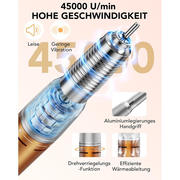 Profi Nagelfräser 45.000 U/min - Orange - 33% Rabatt