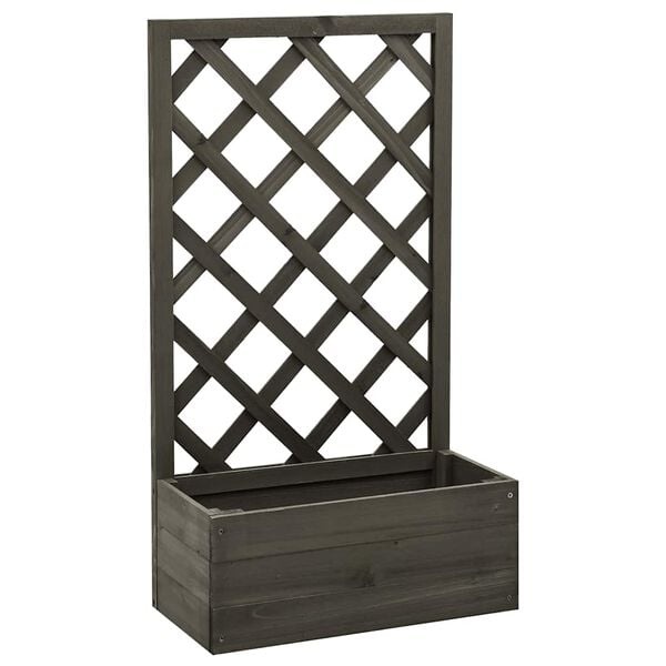 Pflanzkasten mit Rankgitter 50x25x90 cm Fichte Grau - 32% Rabatt