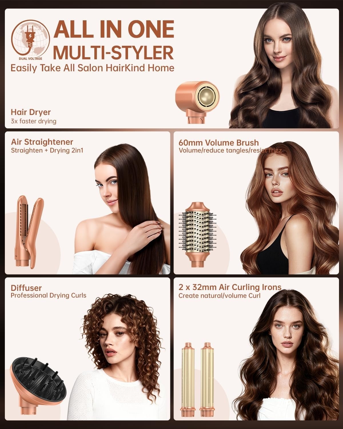 7-in-1 Multistyler Set Mokka, 1400W - 35% Rabatt