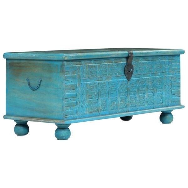 Aufbewahrungstruhe Mangoholz 100x40x41 cm Blau - 35% Rabatt