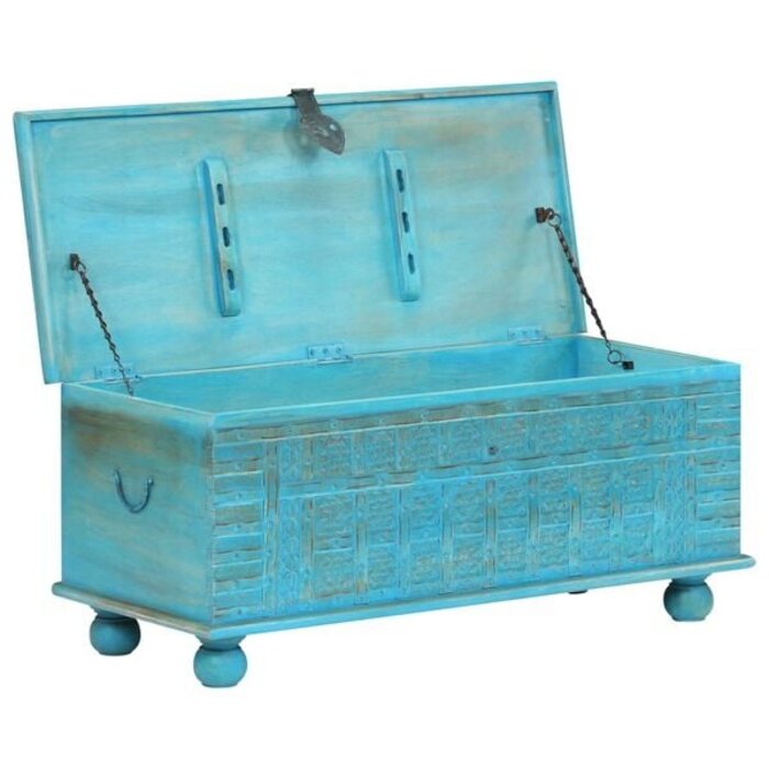 Aufbewahrungstruhe Mangoholz 100x40x41 cm Blau - 35% Rabatt