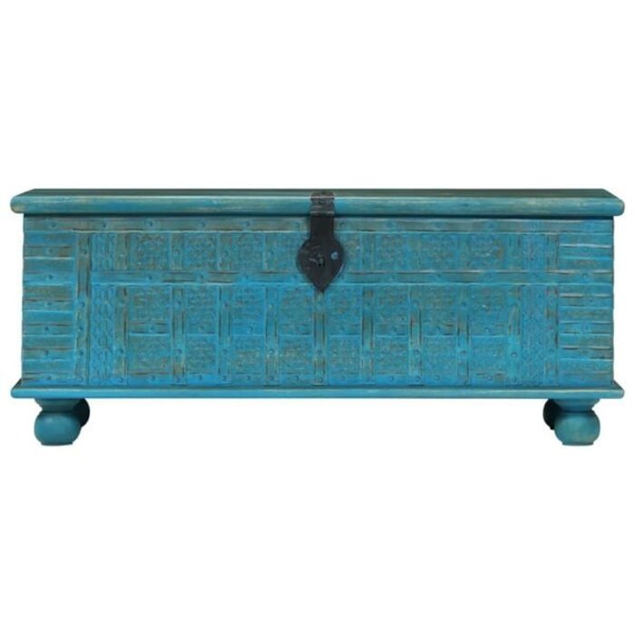 Aufbewahrungstruhe Mangoholz 100x40x41 cm Blau - 35% Rabatt