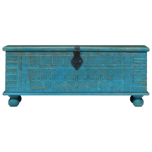 Aufbewahrungstruhe Mangoholz 100x40x41 cm Blau - 35% Rabatt