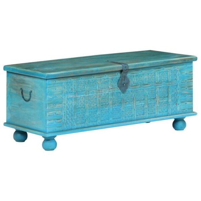 Aufbewahrungstruhe Mangoholz 100x40x41 cm Blau - 35% Rabatt