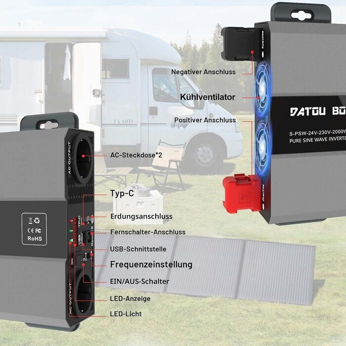 Wechselrichter 24V auf 230V 2000W Reiner Sinus - 35% Rabatt