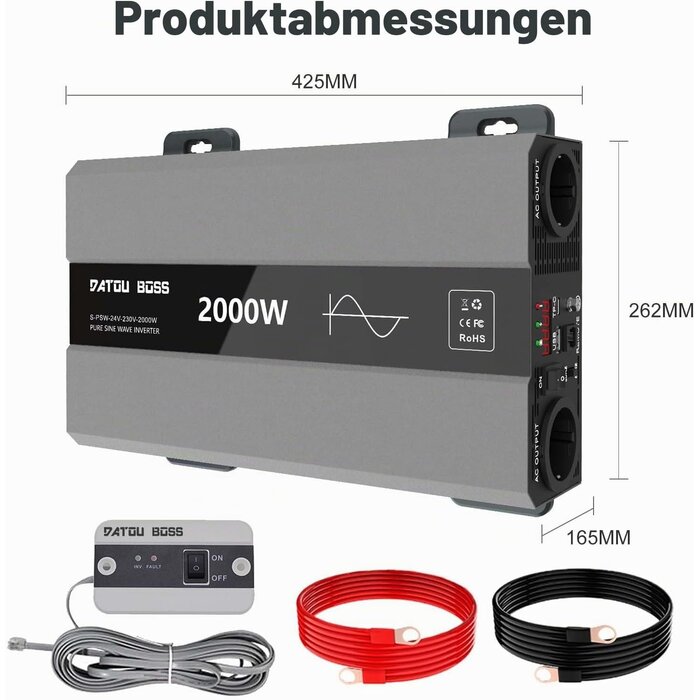 Wechselrichter 24V auf 230V 2000W Reiner Sinus - 35% Rabatt