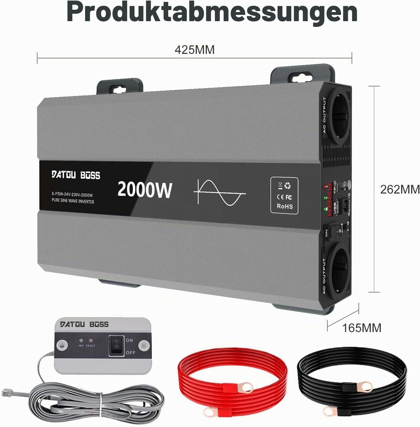 Wechselrichter 24V auf 230V 2000W Reiner Sinus - 35% Rabatt
