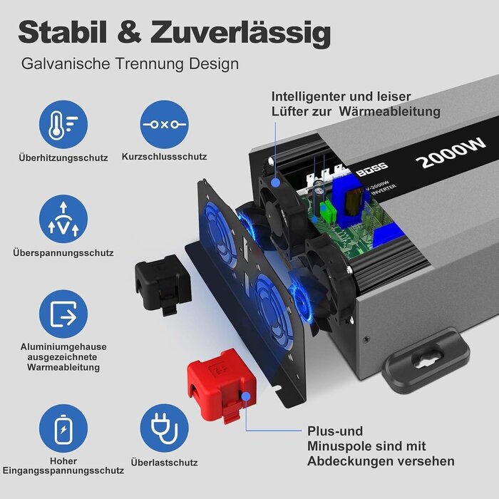2000W Reiner Sinus Wechselrichter 24V auf 230V - 35% Rabatt