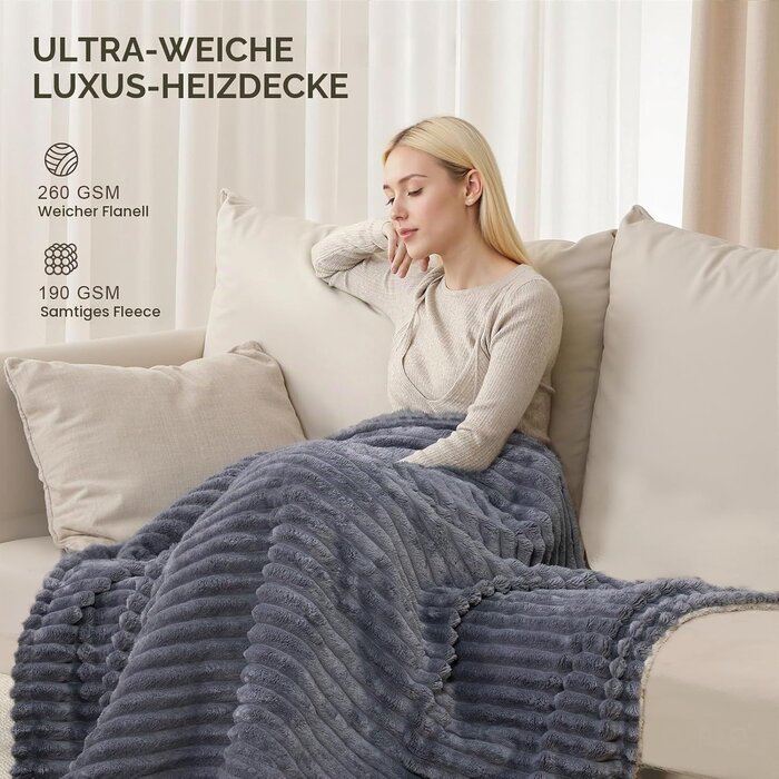 Elektrische Heizdecke 160x130 cm, Grau - 33% Rabatt auf Ausgepackt
