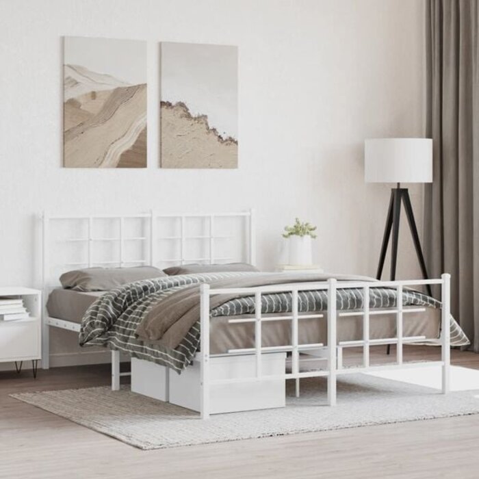 Bettgestell 140x200 cm, Metall, Weiß - 34% Rabatt